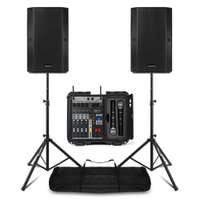 Vonyx Komplettes PA Lautsprecher Set 12" - inkl. Mischpult, Funkmikro und Ständer