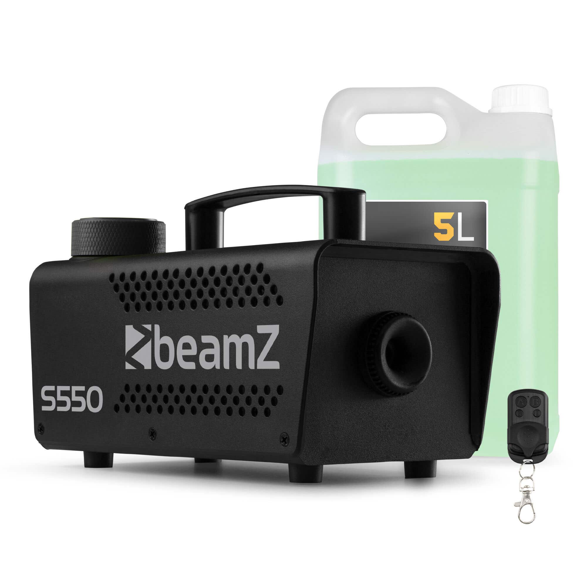 BeamZ S550 Nebelmaschine mit Nebelfluid 5 Liter – perfekt für Partys - inkl. Fernbedienung – 550 Watt