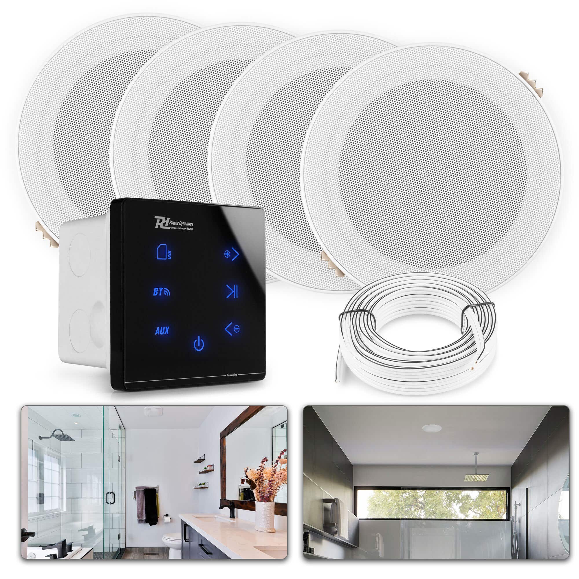 Power Dynamics A100 Bluetooth Lautsprecher für das Badezimmer - 5 Zoll - 160W - Schwarz