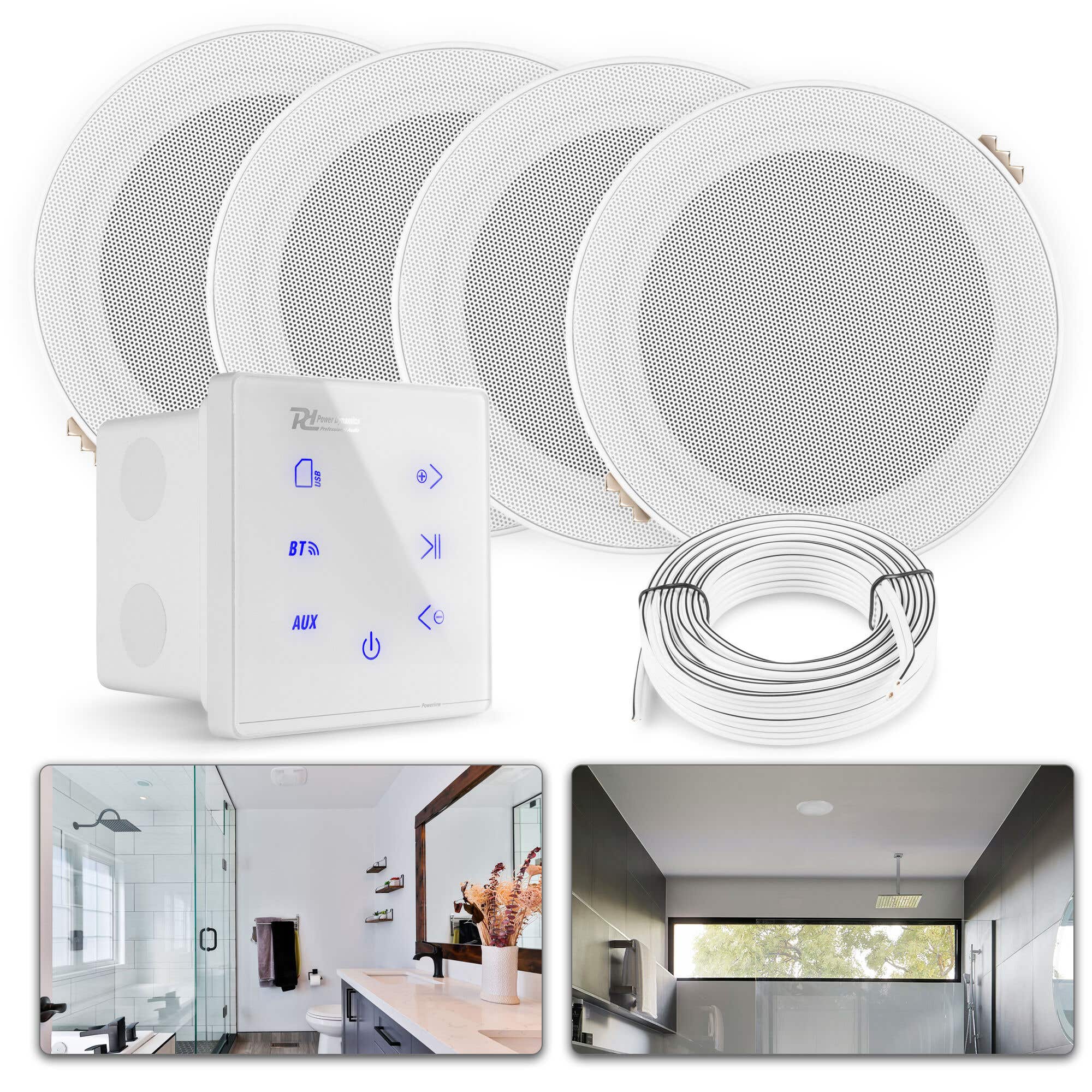 Power Dynamics A100 Bluetooth Lautsprecher für das Badezimmer - 5 Zoll - 160W - Weiß