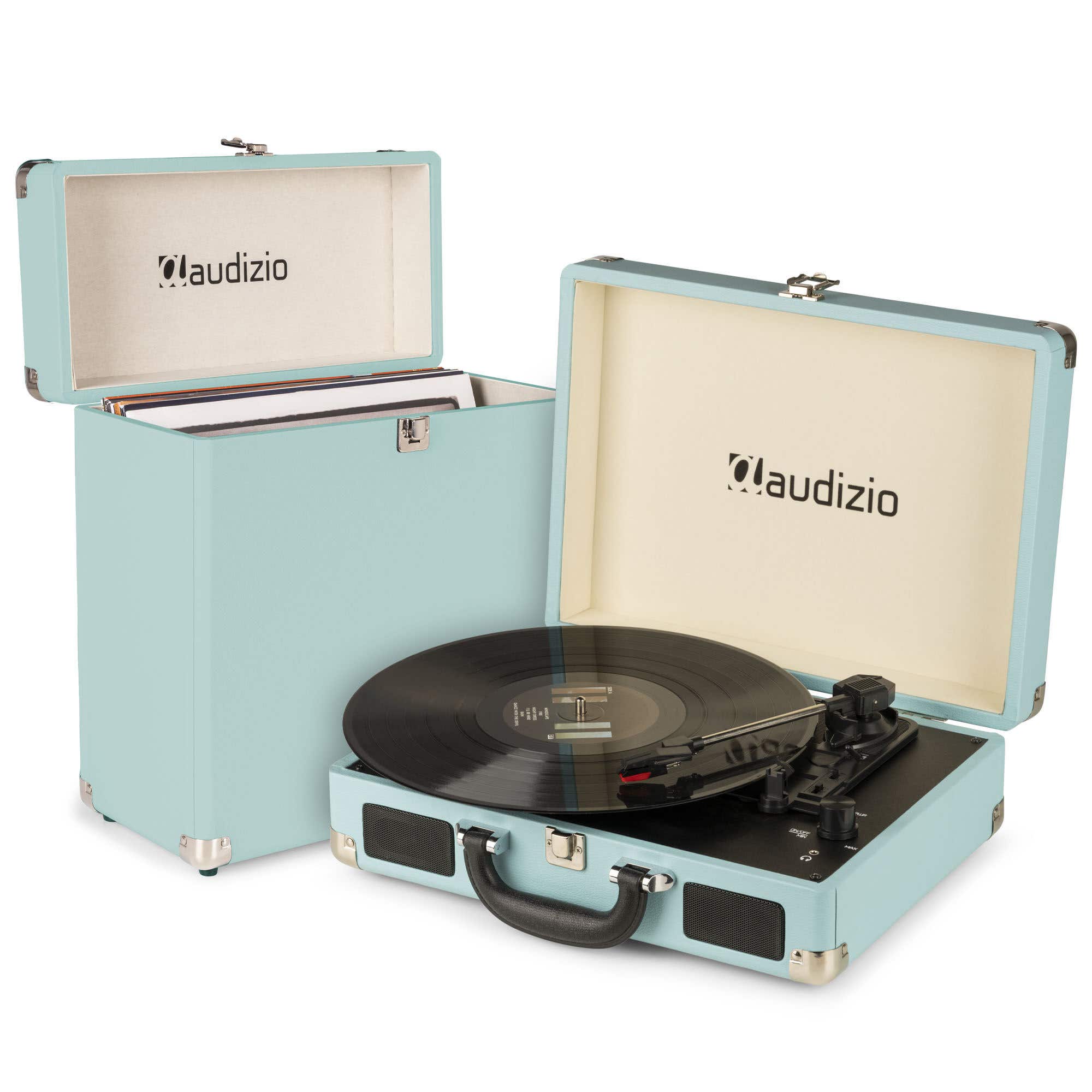 Audizio RP114BL Plattenspieler mit Plattenkoffer – Plattenspieler mit Boxen und PC-Software – Blau