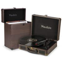 Audizio RP114W Plattenspieler mit Plattenkoffer – Plattenspieler mit Boxen und PC-Software – Blau