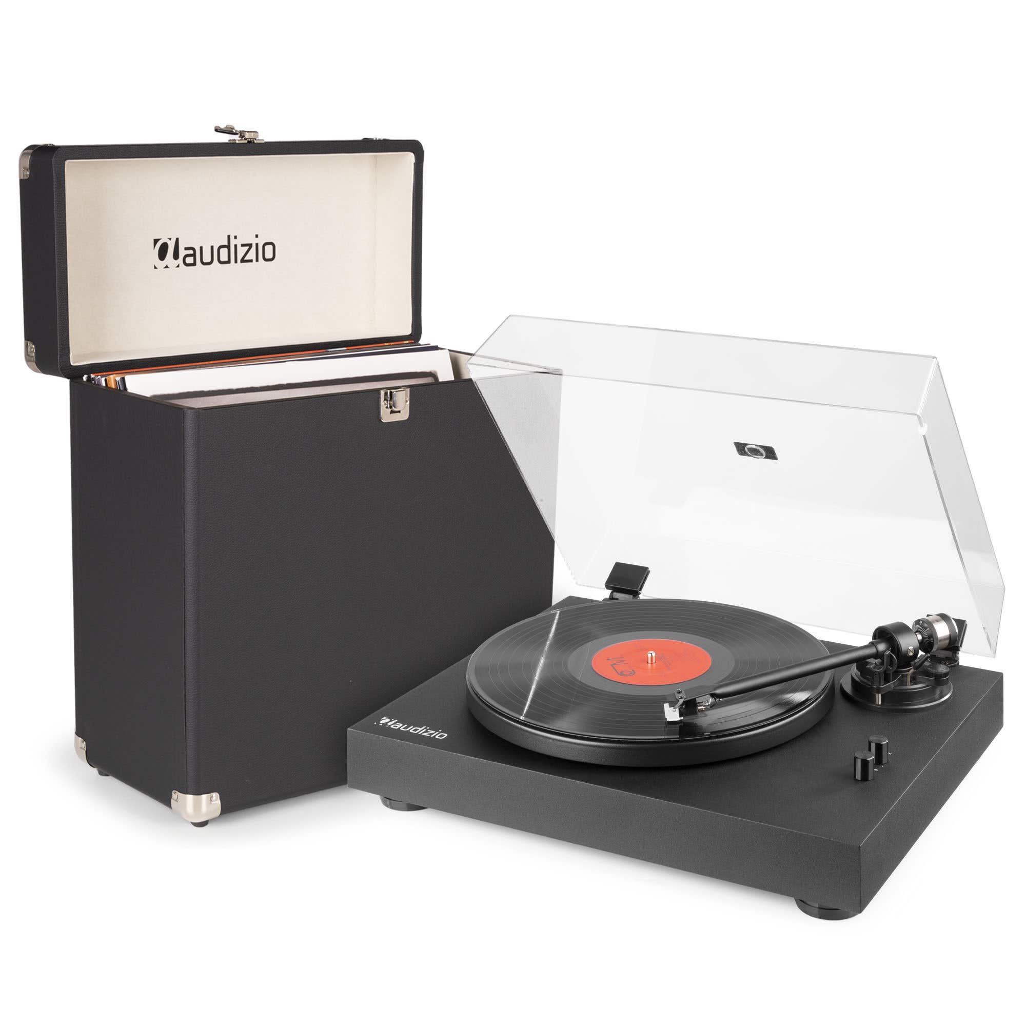 Audizio RP340 High-End Plattenspieler mit Audio Technica Nadel & Plattenkoffer – Schwarz