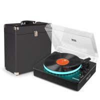 Fenton RP162LED Plattenspieler mit Plattenkoffer – Bluetooth In/Out, LED, Lautsprecher – Schwarz