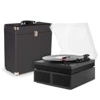 Fenton RP165B Plattenspieler Set mit Plattenkoffer – Inkl. Lautsprecher & Bluetooth – Schwarz