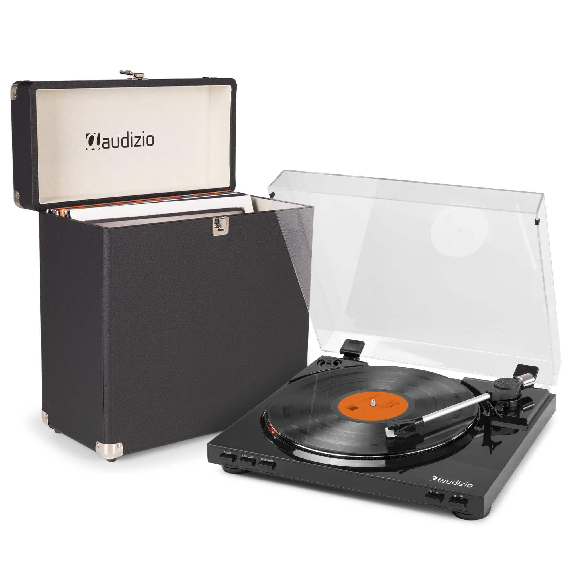 Audizio RP310 Plattenspieler mit Plattenkoffer – Automatischer Rücklauf & Bluetooth – Schwarz