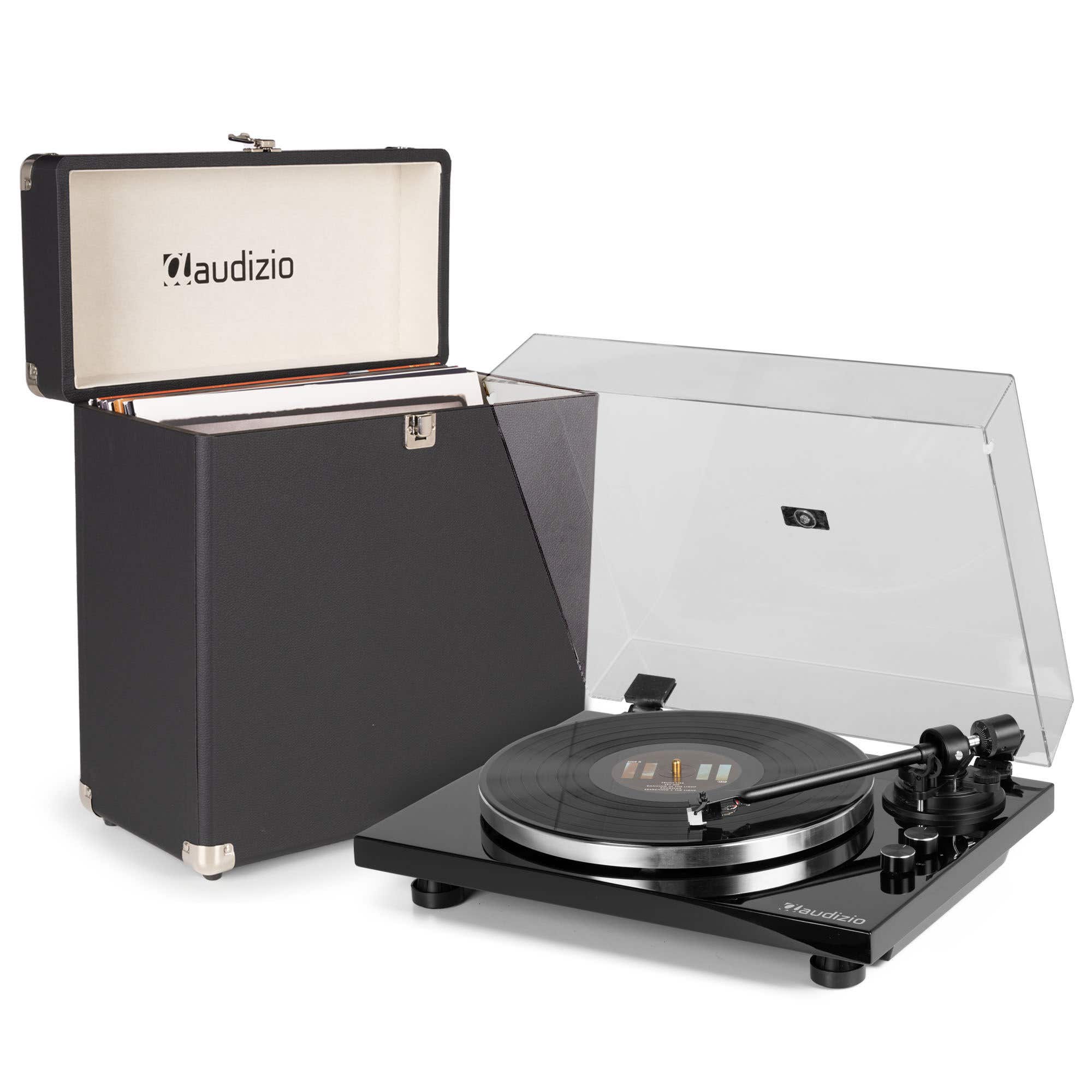Audizio Toledo Premium Plattenspieler mit Plattenkoffer - HiFi Bluetooth - Schwarz