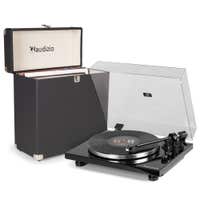 Audizio Toledo Premium Plattenspieler mit Plattenkoffer - HiFi Bluetooth - Schwarz