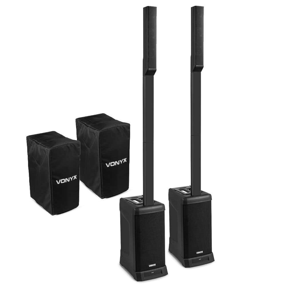 Vonyx VX820 Line Array PA Lautsprecher Set mit Schutzhülle – Aktiv, Bluetooth & Stereo – 800 W