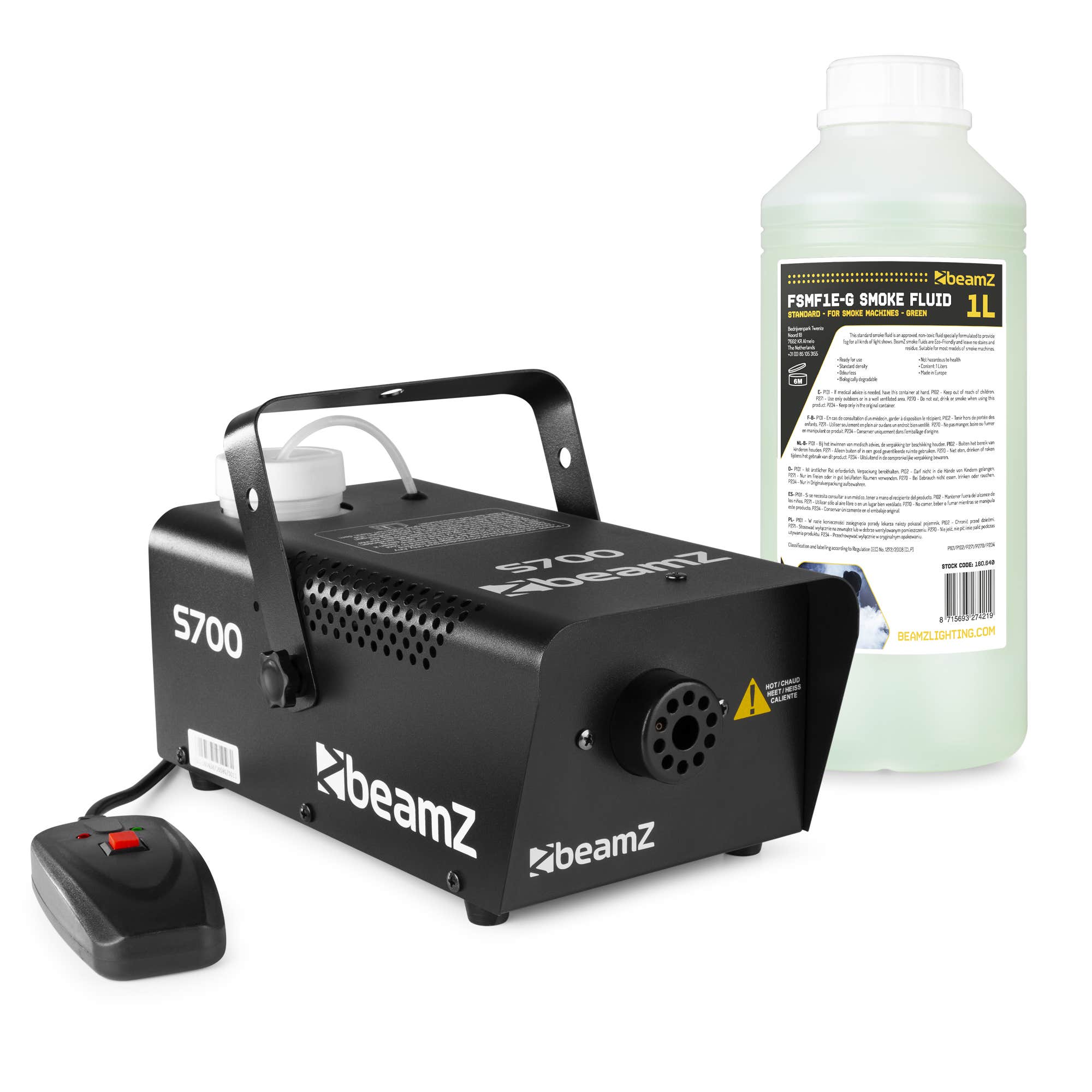 BeamZ S700 Nebelmaschine mit 1L Nebelfluid - Inkl. Fernbedienung - 700W