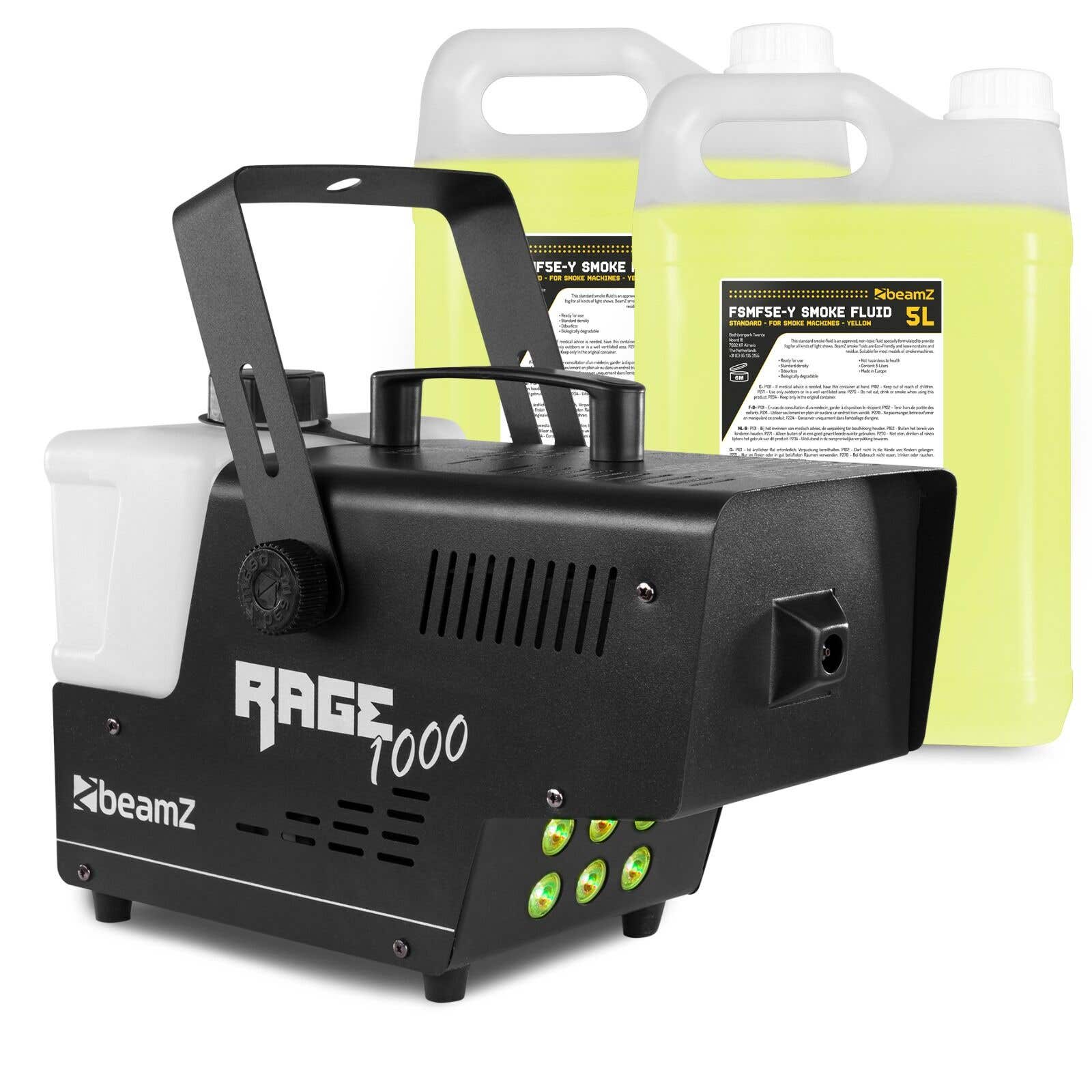 BeamZ RAGE1000LED Nebelmaschine mit Lichteffekt – 10 Liter Nebelfluid - Fernbedienung - 1000 Watt