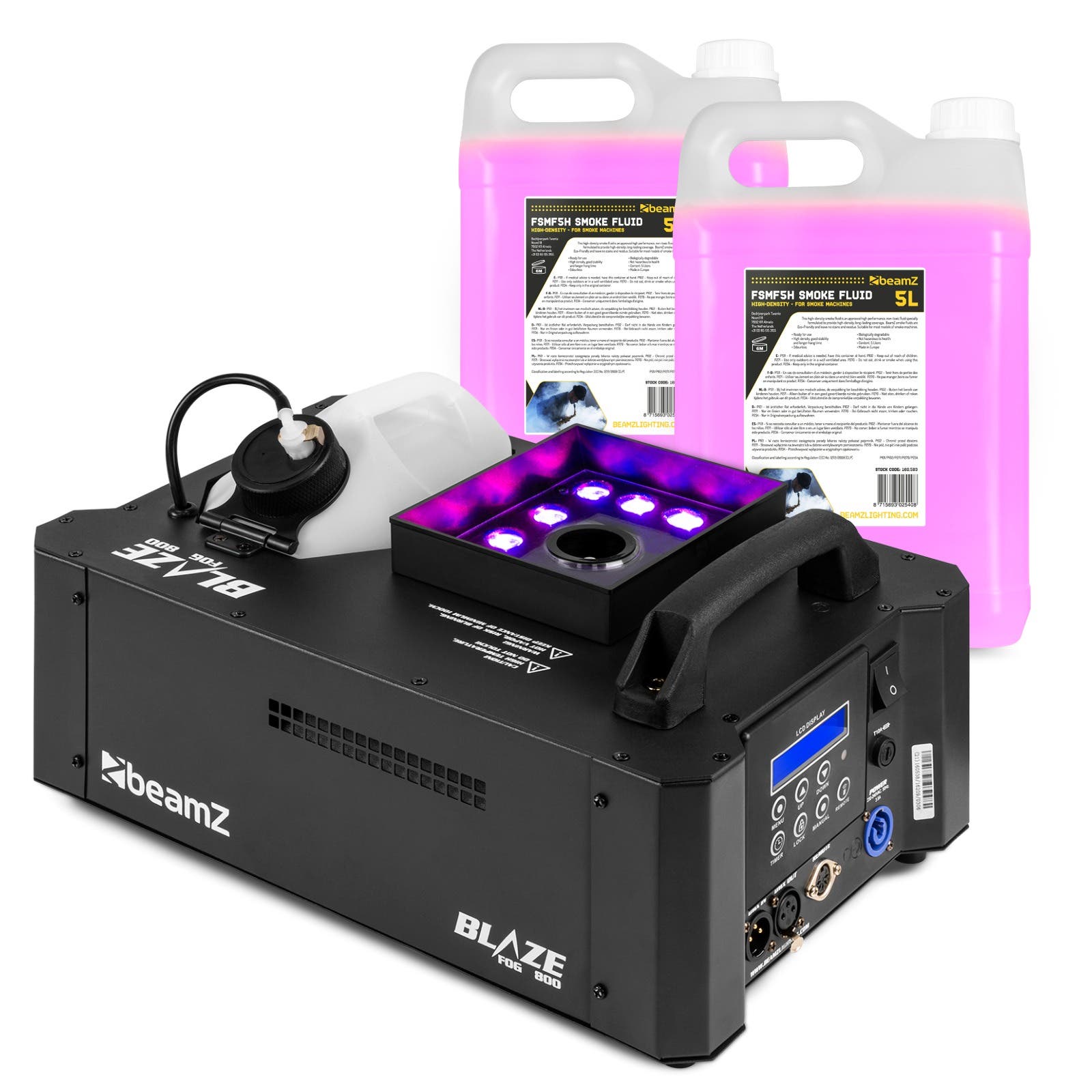 BeamZ BLAZE800 Nebelmaschine – horizontal & vertikal – 12x 4W RGBA LEDs – inkl. 10L Nebelfluid