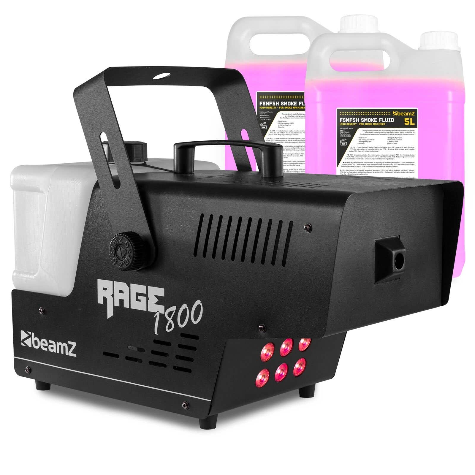 BeamZ RAGE1800LED Nebelmaschine mit LED & Funkfernbedienung – 1800W inkl. 10L Nebelfluid