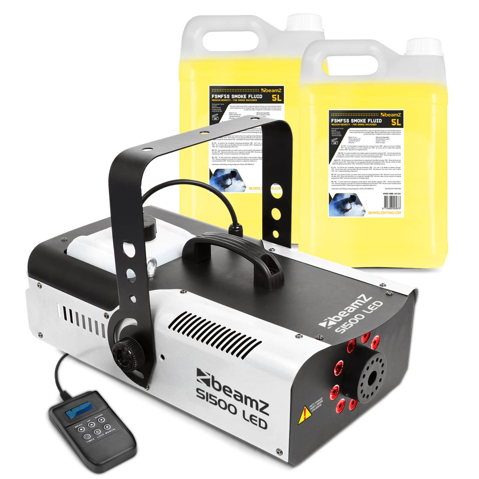 BeamZ S1500LED Nebelmaschine mit Licht und 10L Nebelfluid - 1500 Watt