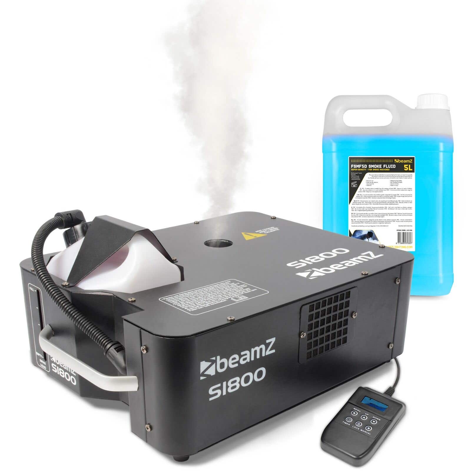BeamZ S1800 Profi Nebelmaschine vertikal/horizontal + 5L Nebelfluid Paket