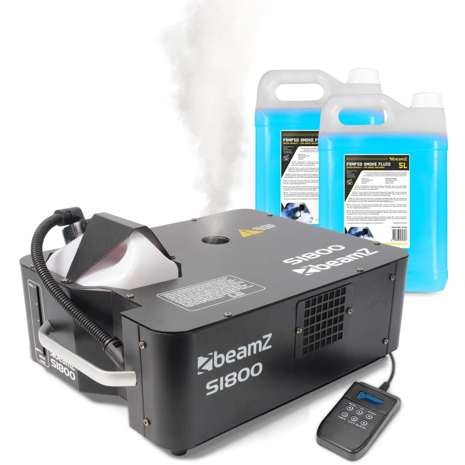 BeamZ S1800 Profi Nebelmaschine vertikal/horizontal + 10L Nebelfluid Paket