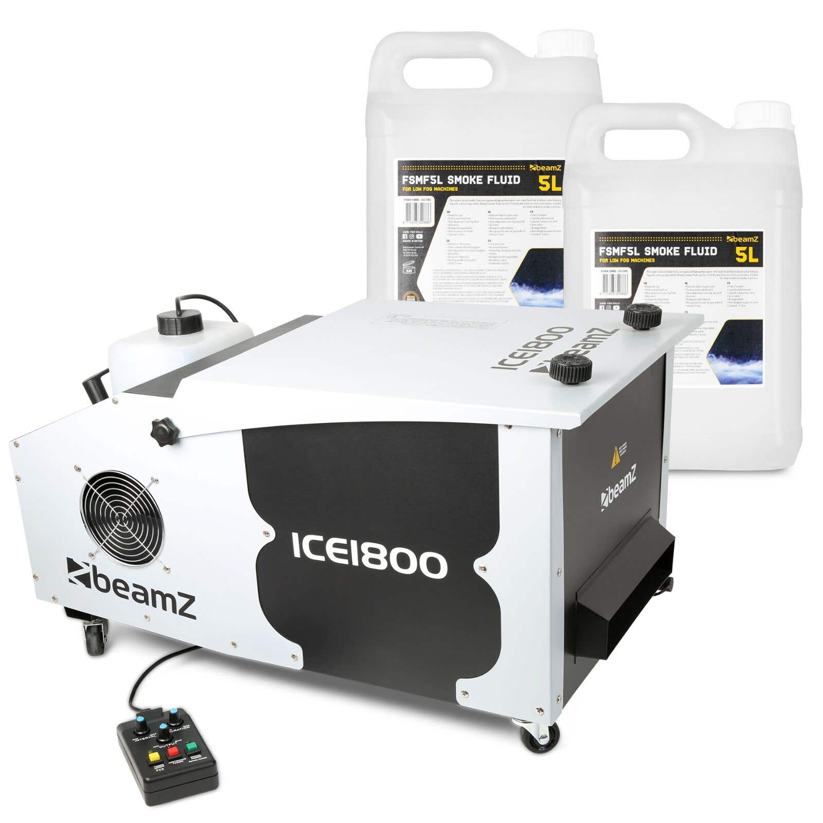 BeamZ ICE1800 Nebelmaschine mit Eisfach - Low Fogger - Bodennebel erzeugen - Inkl. 10L Nebelfluid