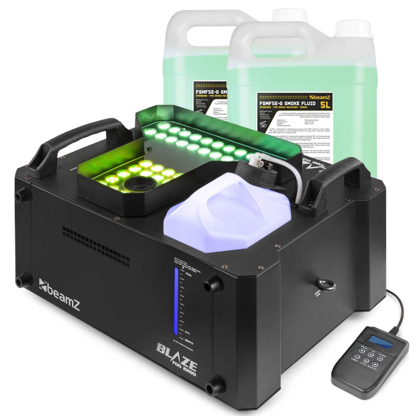 BeamZ BLAZE2200 Nebelmaschine - Horizontal & Vertikal - 48x 4W RGBA LEDs - Inkl. 10L Nebelfluid