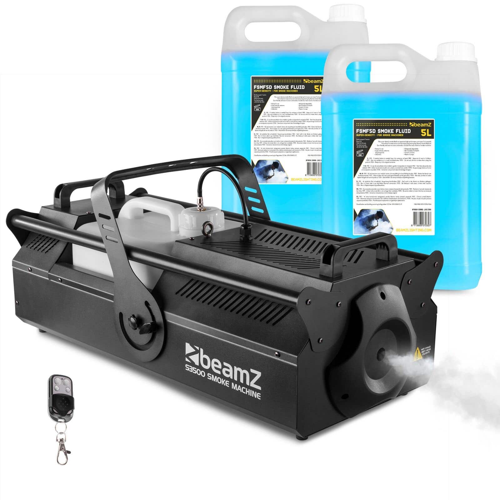 BeamZ S3500 Nebelmaschine - Inkl. 10 Liter hochkonzentrierten Nebelfluid