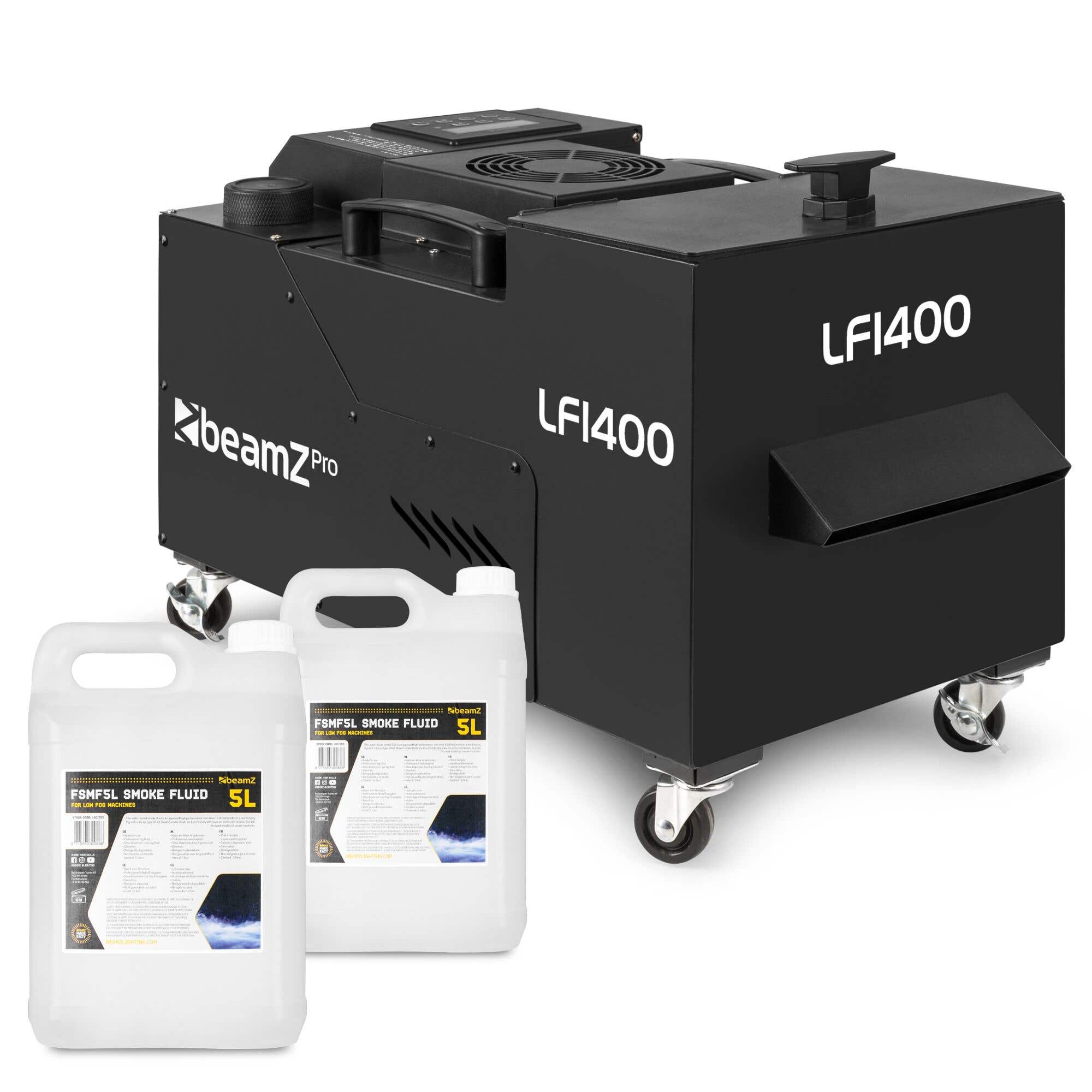 BeamZ Professional LF1400 – Bodennebelmaschine inkl. 10L Nebelfluid  – Ultraschall Low Fogger 1400W