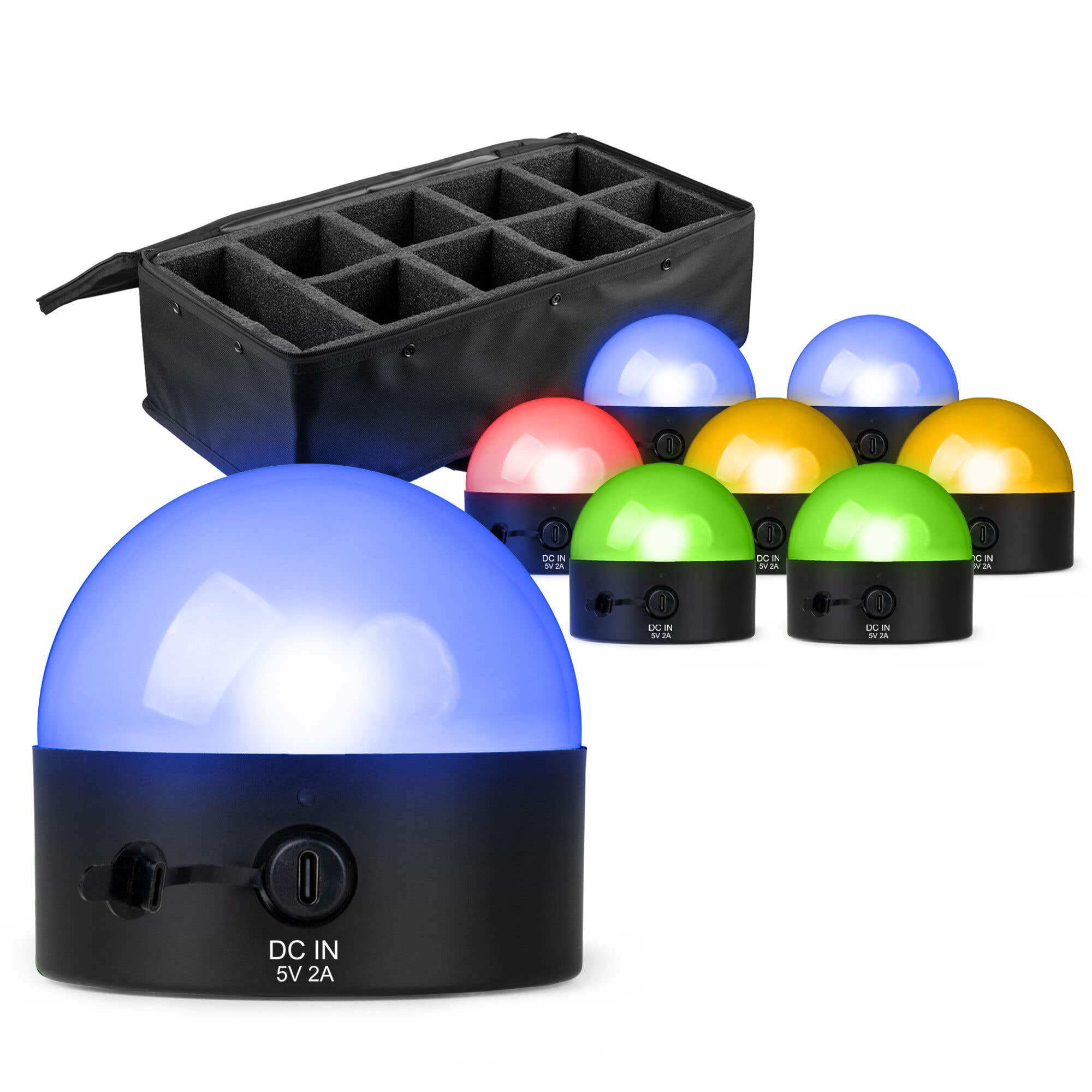 BeamZ BTL32 Set Komplett inkl. Flightbag – Kugellampe mit RGBW LEDs & Akku – Magnethalter – 8 Stück