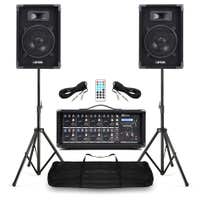 Kleine PA Anlage für Bands Komplett Set – 8 Zoll Lautsprecher – 8 Kanal Mixer & Stative