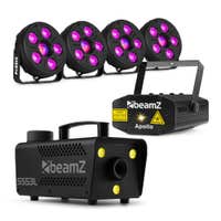 BeamZ Silvester Partyset - Lichtset mit Discolampen, Laser und Nebelmaschine