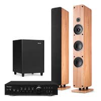 Audizio Stereoanlage - Heimkinosystem - Standlautsprecher, Subwoofer & Verstärker - 450W Hellbraun