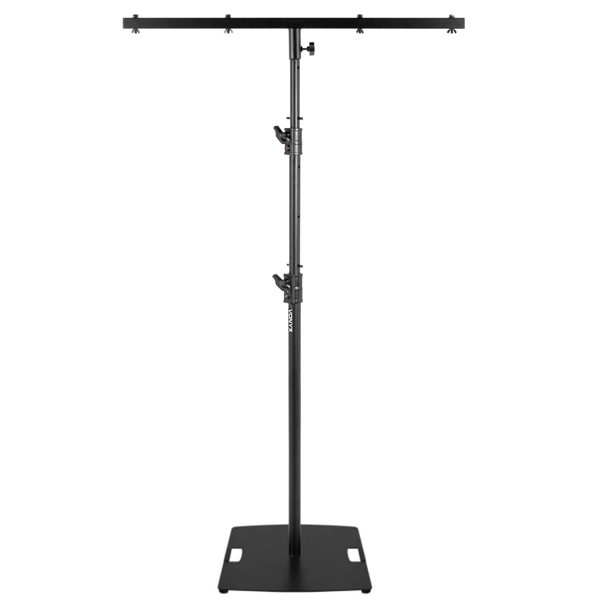 Vonyx Lichtstativ Pro Set - T-Bar und Bodenplatte - 4 Befestigungspunkte - 112-260 cm - 25 kg belastbar