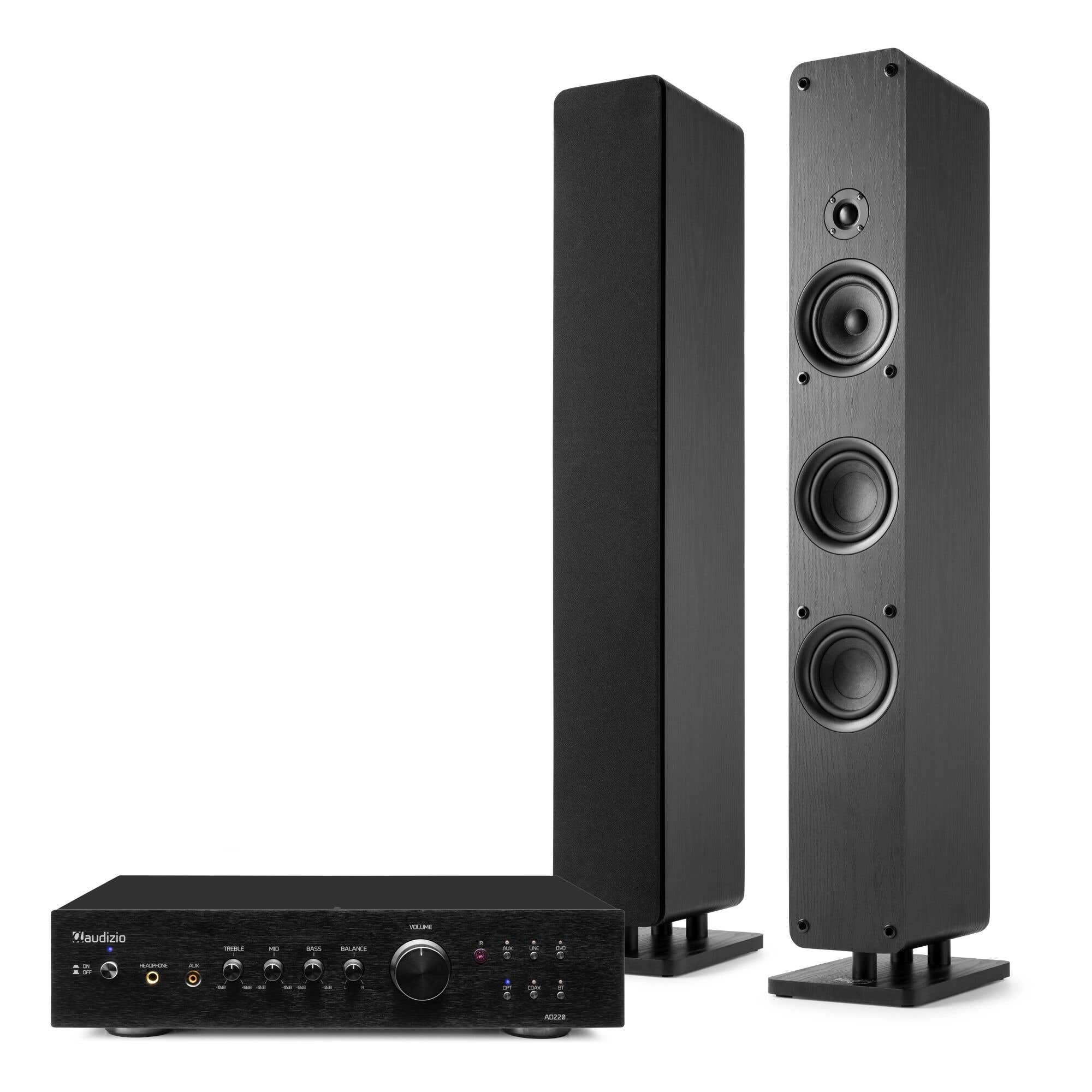 Audizio ARCO Stereoanlage - Heimkinosystem - Standlautsprecher & Verstärker - 320W - Schwarz