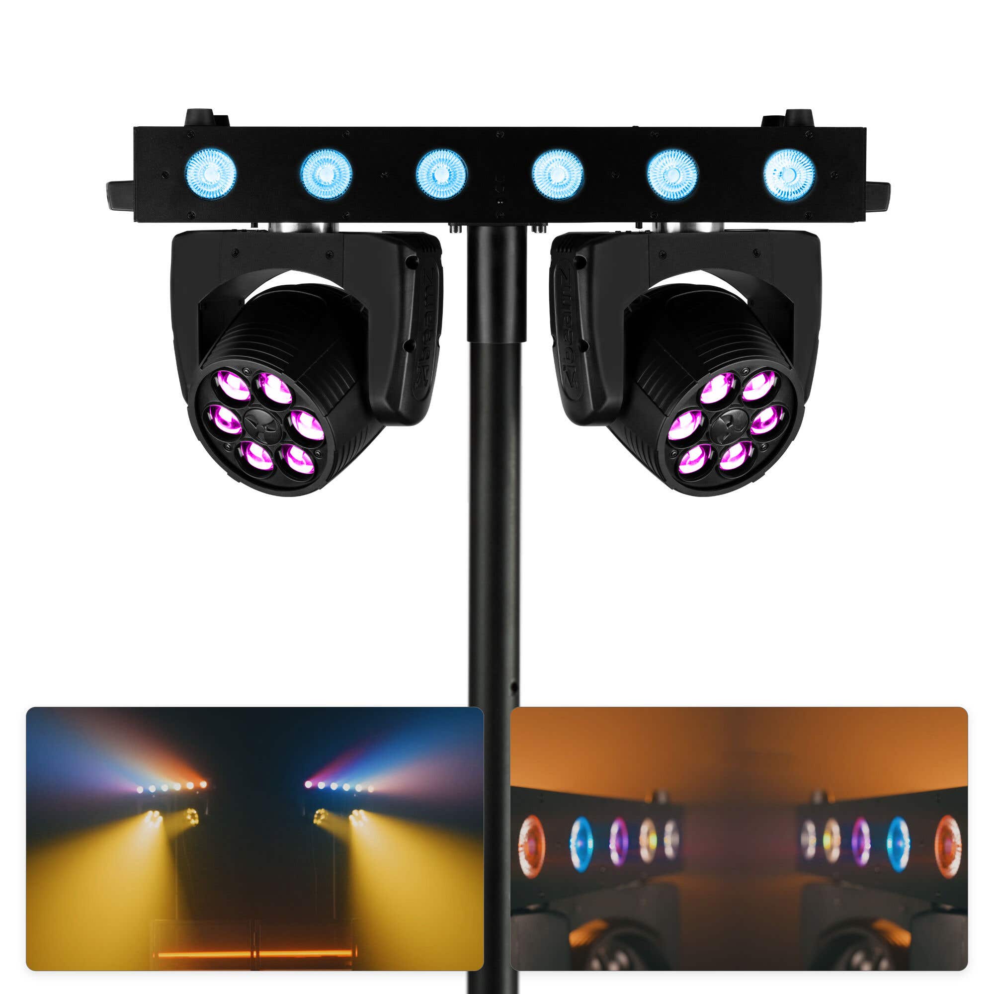 BeamZ Fuze Twin Wash Moving Head Bar – Set aus 2 RGBW Moving Heads auf Stativ – 75W