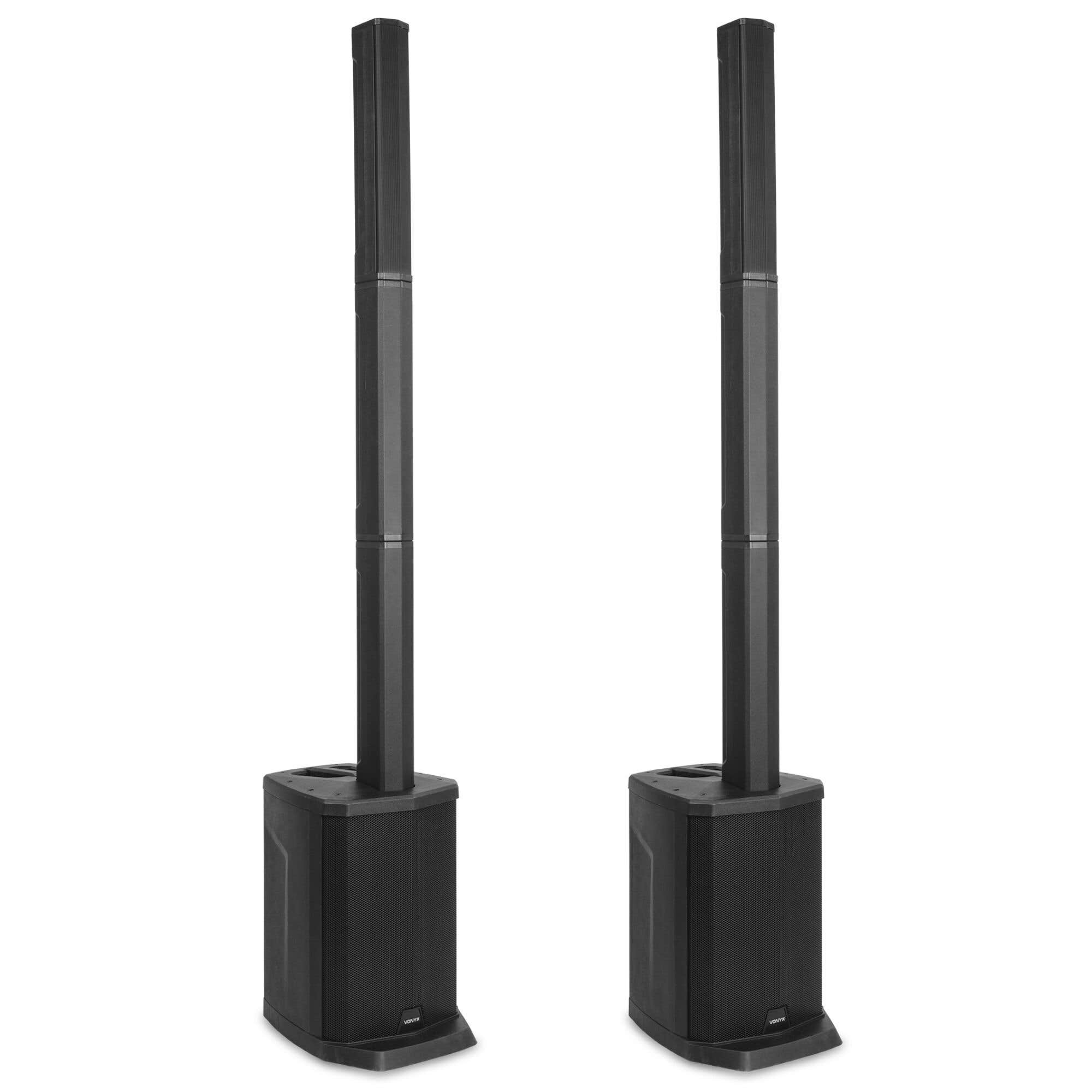 Vonyx VX808 Aktive PA Anlage 2er Set - Säulenlautsprecher mit Bluetooth - Stereo Pairing - 640W