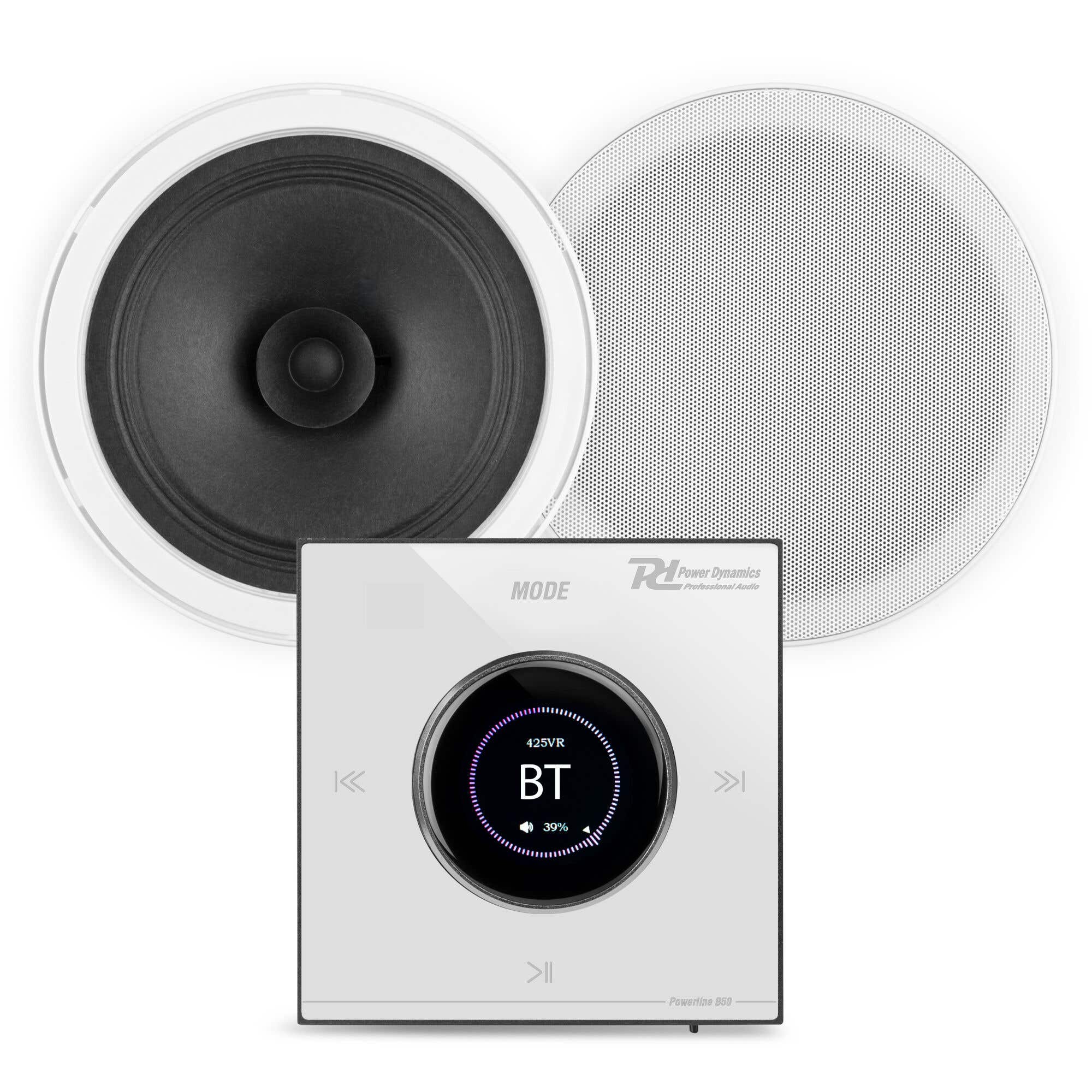 Power Dynamics Badezimmer Lautsprecher Set - Einbaulautsprecher mit Bluetooth Verstärker B50W
