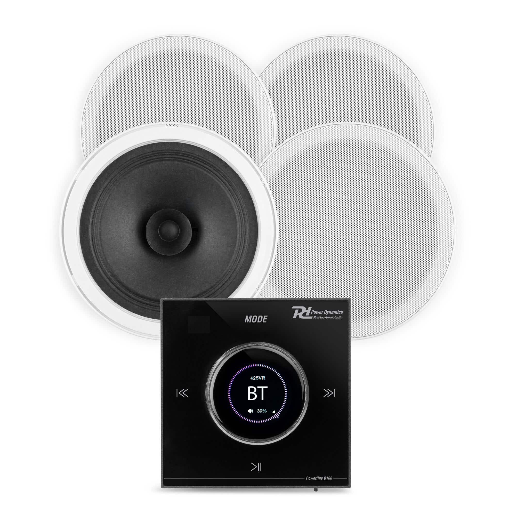 Power Dynamics Badezimmer Lautsprecher Set - Einbaulautsprecher mit Bluetooth Verstärker B100B