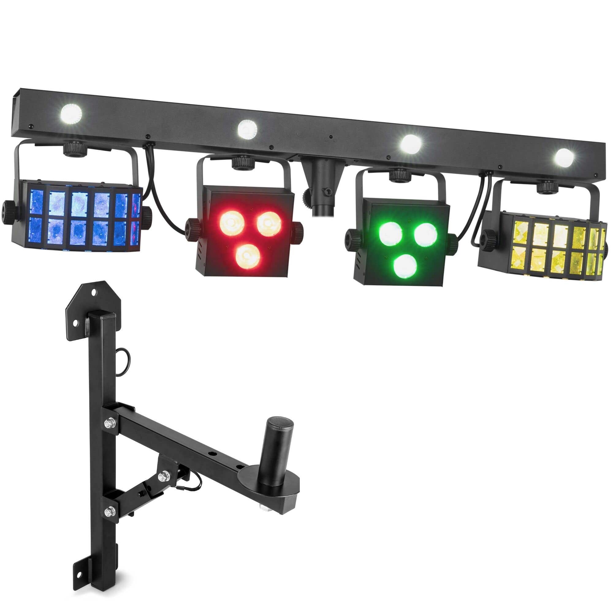 BeamZ SHOWBAR FREE2 mit Wandhalterung - 2 Derbys, LED-PARs & Stroboskop - RGBW - Tragetasche