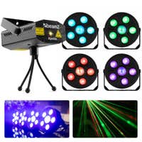 BeamZ Hausparty Partyset - Mit 4 Discolampen und RGB Laser - Discolichter für Kindergeburtstage