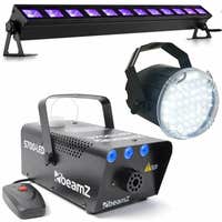 BeamZ Komplettes Halloween-Effektset mit Eis-Effekt-Nebelmaschine, LED-Stroboskop und LED Blacklight Bar