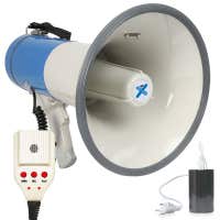 B-Ware - Vonyx MEG065 Megaphon mit Sirene, Aufnahme, MP3, USB/SD, 65 Watt, blau-weiss