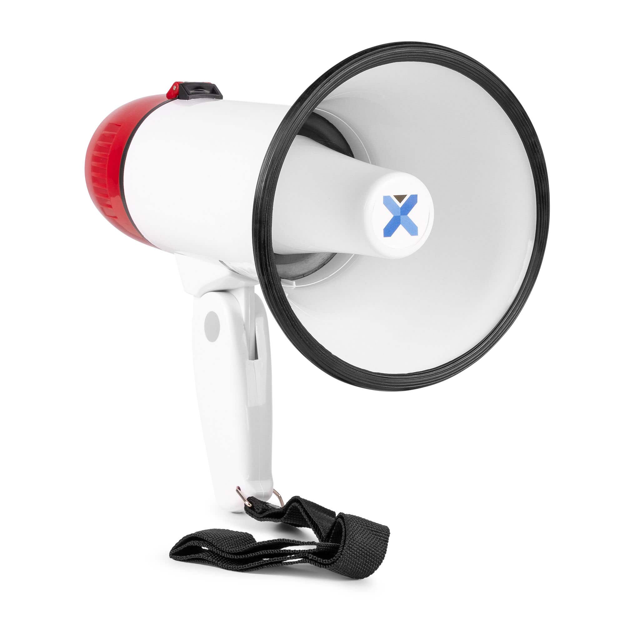 B-Ware - Vonyx MEG018 Megafon mit Sirenenfunktion - 18 Watt Megaphon - mit Aufnahmefunktion -  600m Reichweite - rot-weiß