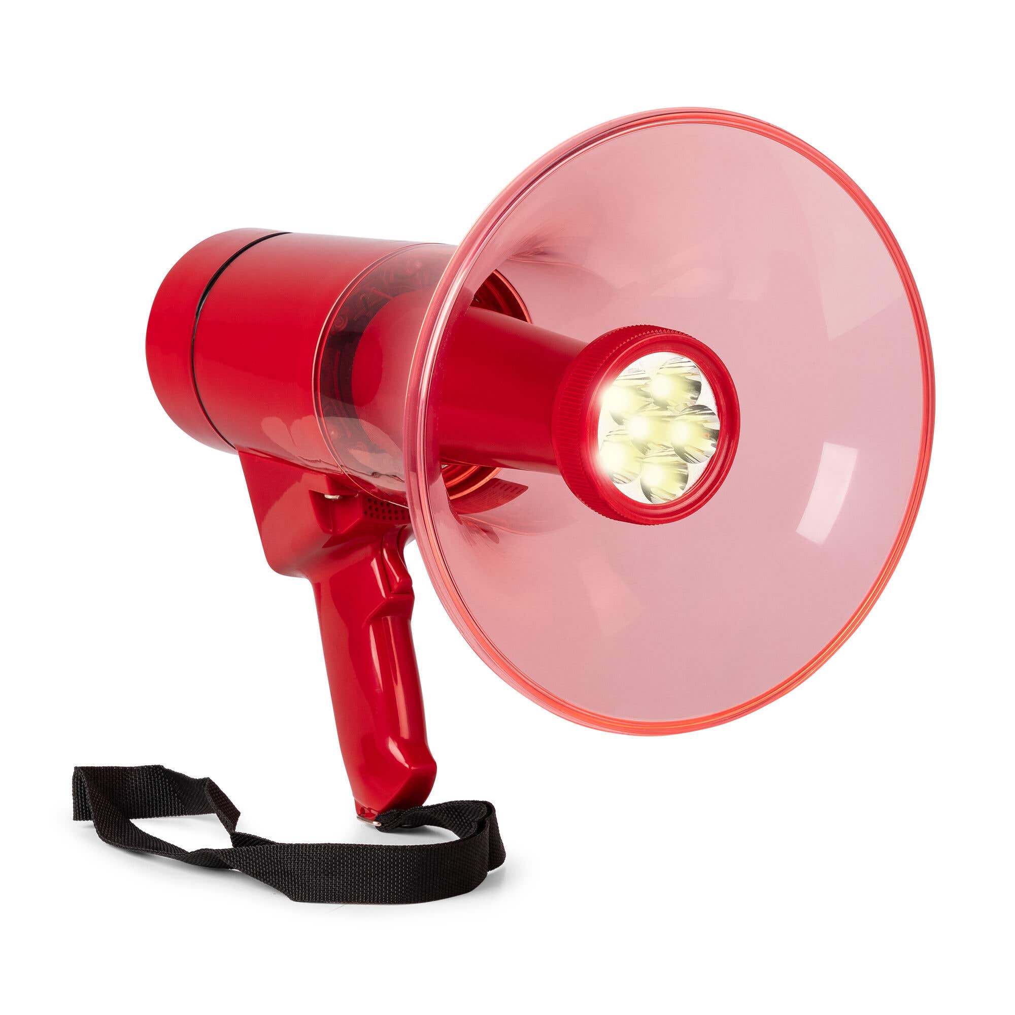 Vonyx MEG050 Megafon mit Taschenlampe und Sirene – Rotes Megafon mit Aufnahmefunktion – 1 km Reichweite – 45 W