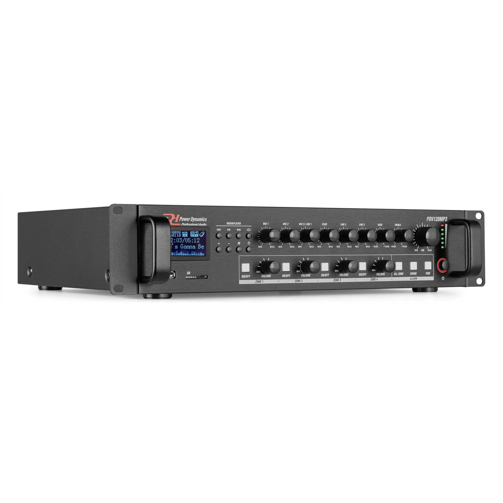 Power Dynamics PDV120MP3 100 V 4-Zonen-Verstärker mit u. a. Bluetooth