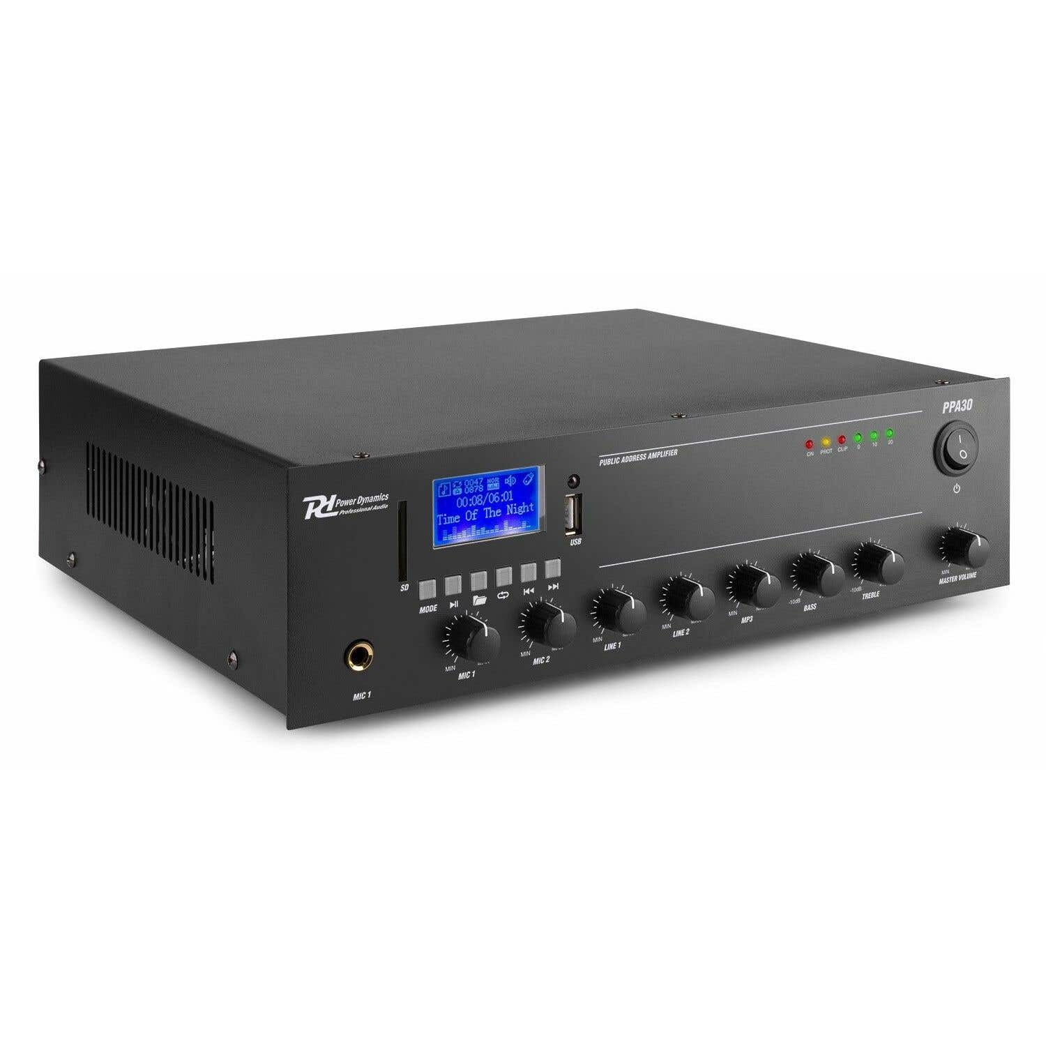 Power Dynamics PPA30 100 Volt-Verstärker (30 Watt) mit Bluetooth und MP3-Player