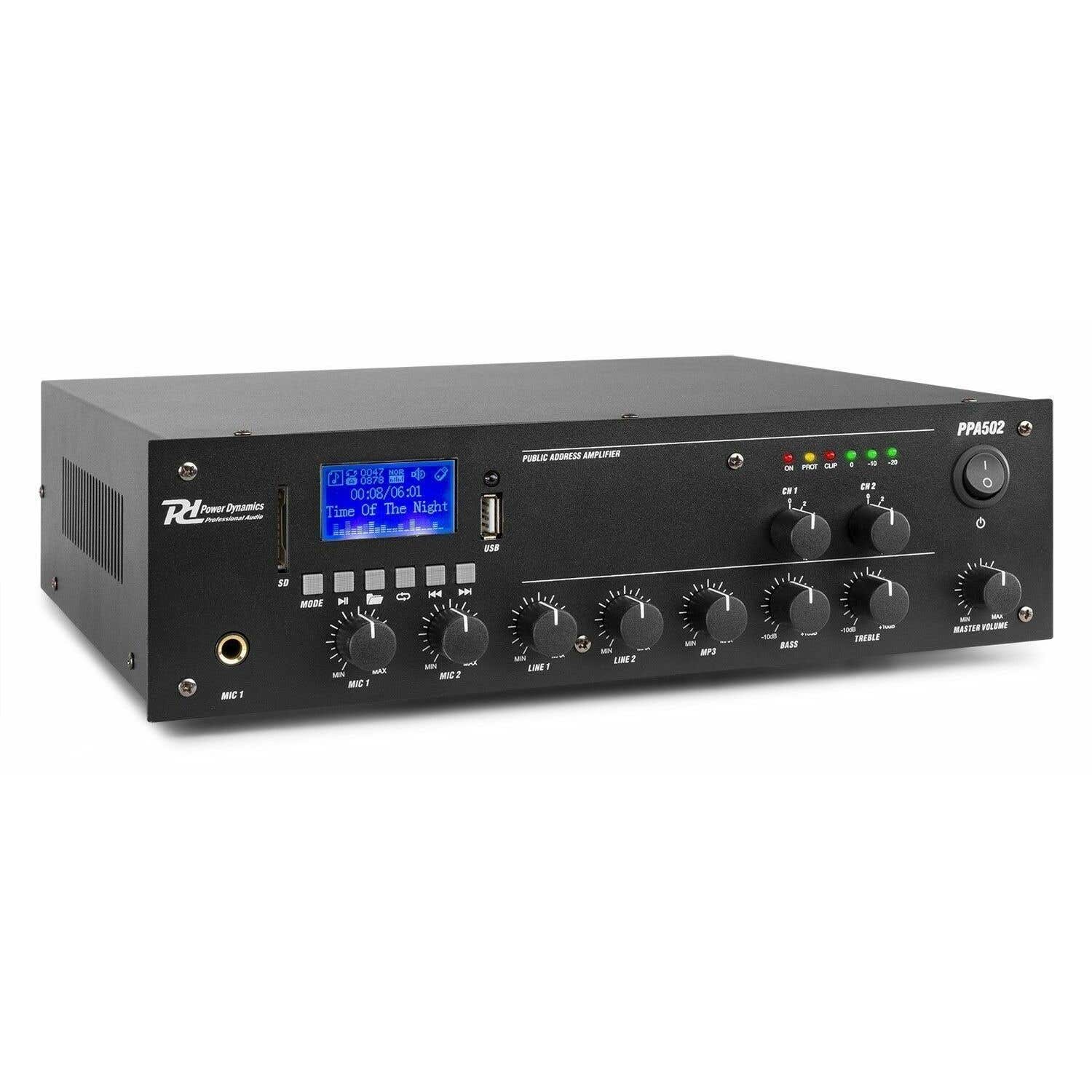 B-Ware - Power Dynamics PPA502, 2-Zonen-Vertärker (100 Volt), 50 Watt mit u. a. Bluetooth