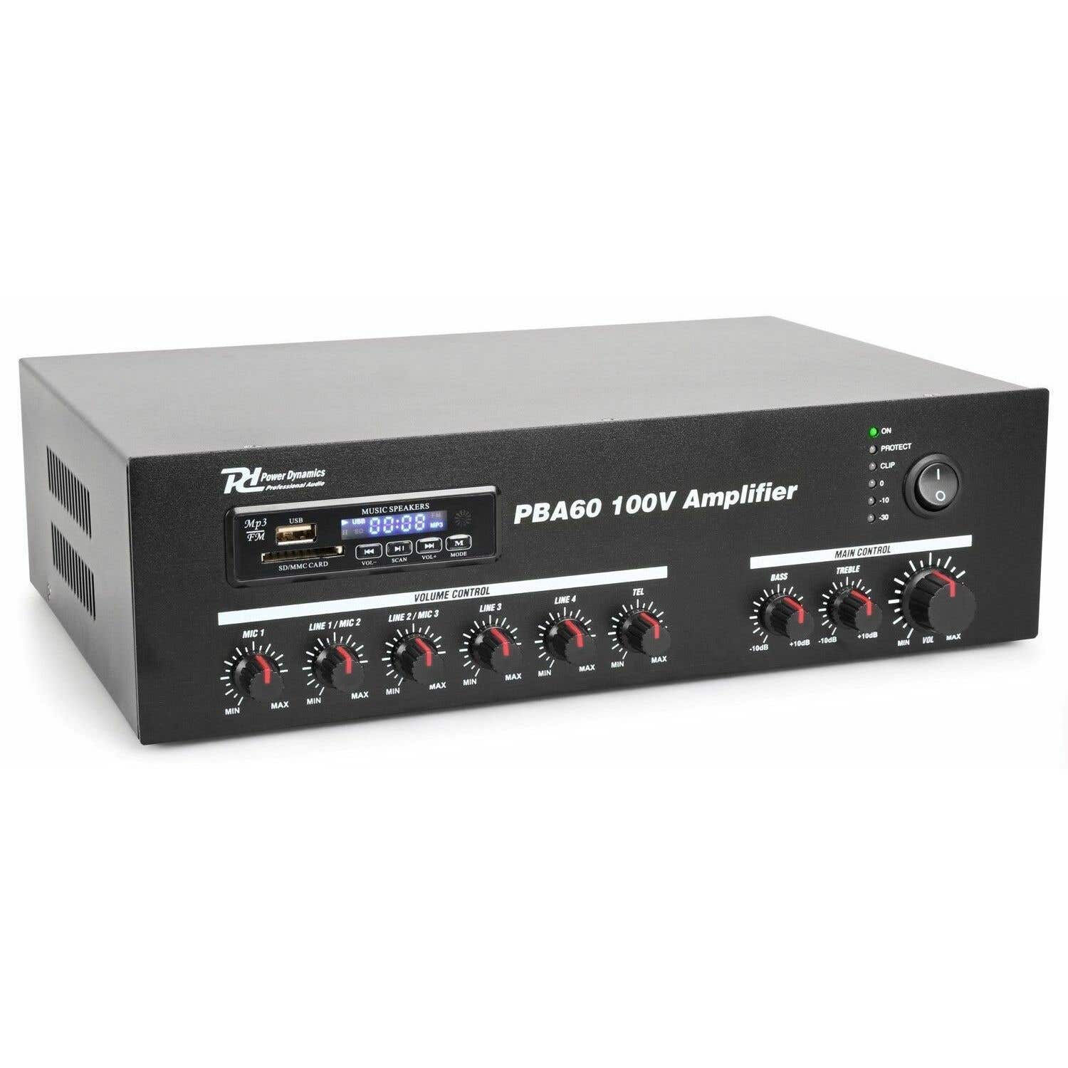 B-Ware - Power Dynamics PBA60 100 V Verstärker 60 W MP3-Player, Tuner und Bluetooth