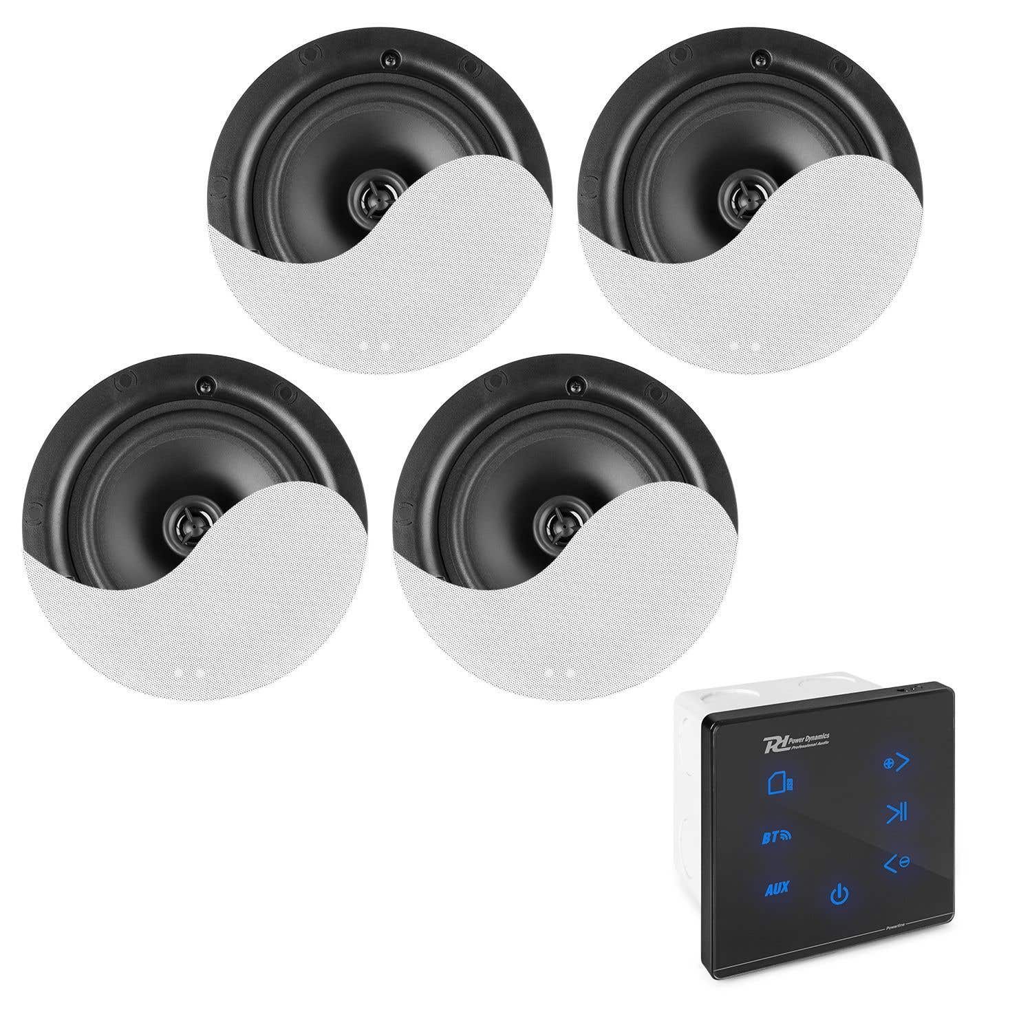 B-Ware - Power Dynamics Powerline A100BSet Einbau-Audioverstärker inklusive 4 Deckenlautsprechern