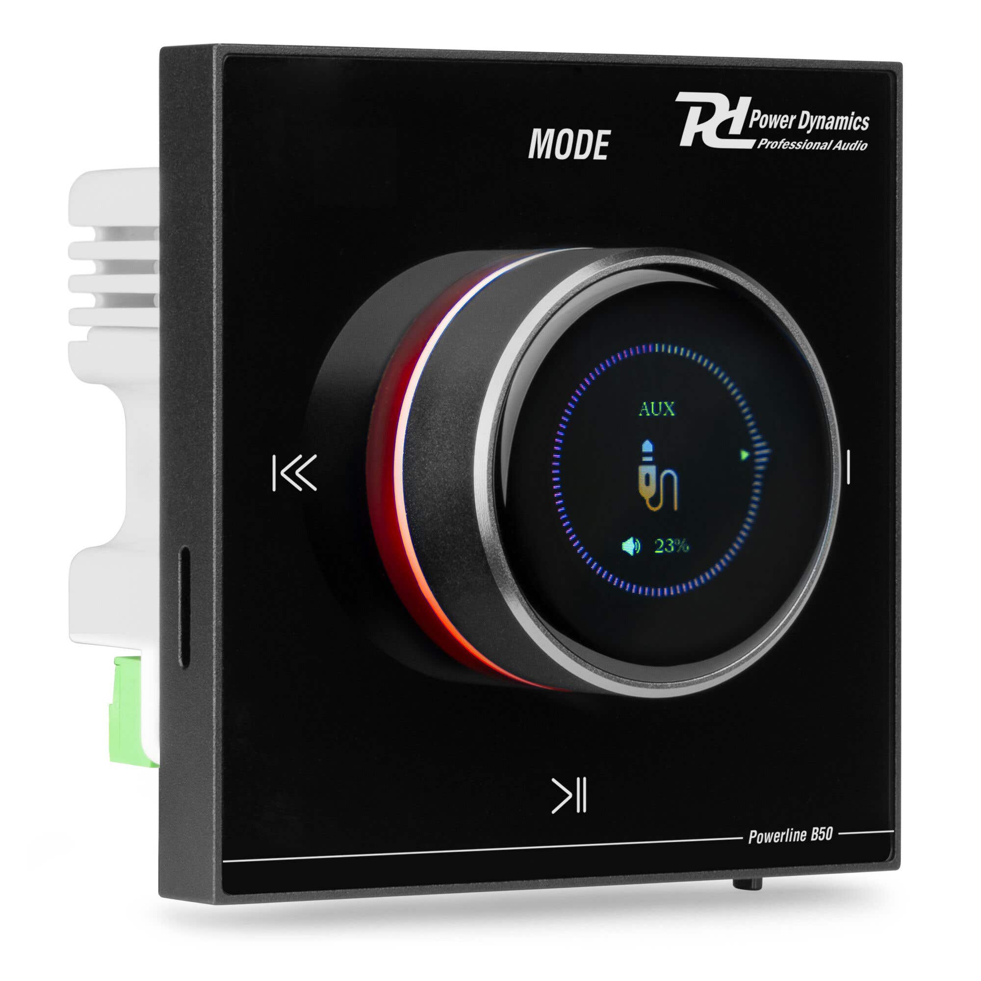 Power Dynamics Powerline B50B Einbauverstärker – Touchscreen & Bluetooth – 2x 25W – Schwarz