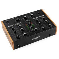 B-Ware - Vonyx VDJ270 DJ Mixer – 4 Kanal Analog Mischpult – 2-Band EQ – Schwarz/Holzoptik