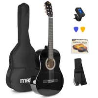 MAX SoloArt, klassische Akustikgitarre (39"), Einsteigerset – schwarz