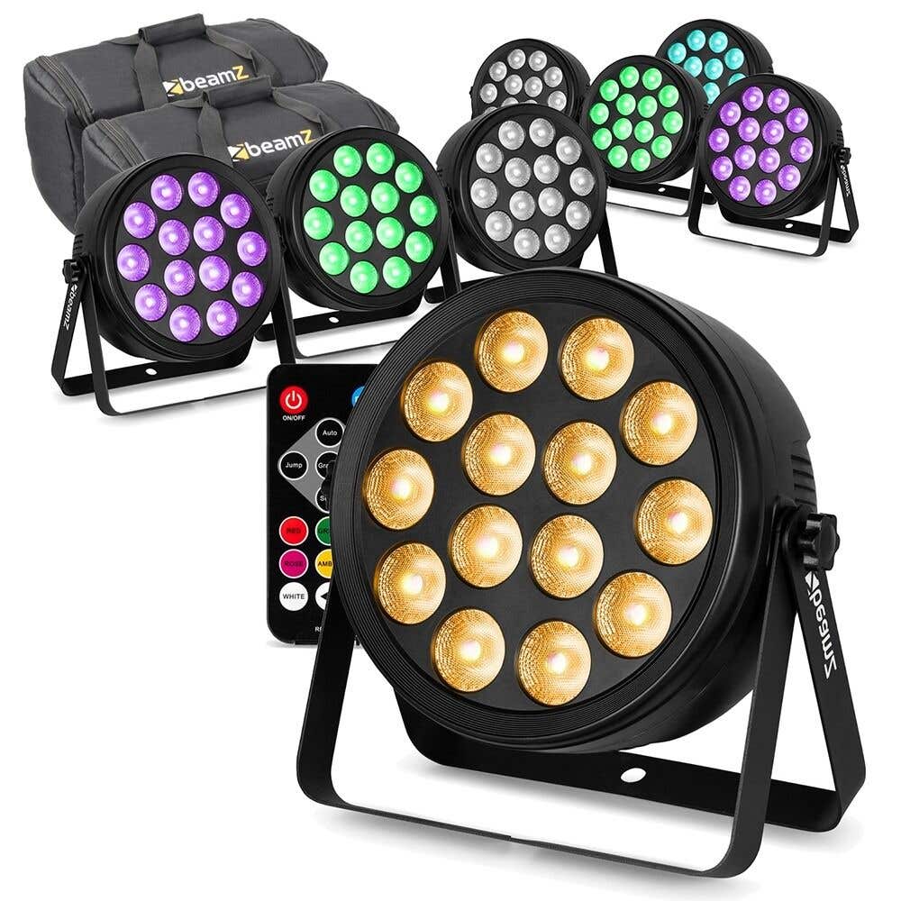 BeamZ BCC165 LED PAR 8er Set im 2 Flightbag– 14x 4W RGBAW-UV LEDs – Inkl. Fernbedienung