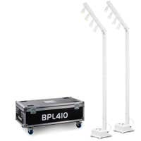 BeamZ BPL410W Spotbeleuchtungsset für Events - Akkubetriebene Mastbeleuchtung mit Flightcase - Weiß